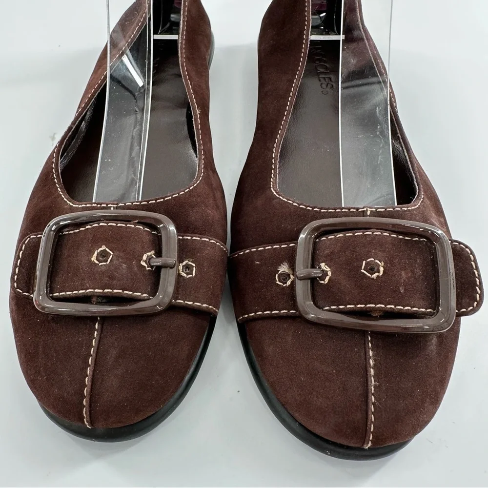 Aerosoles womens flats size 7.5 chocolate brown suede buckle old money loafers